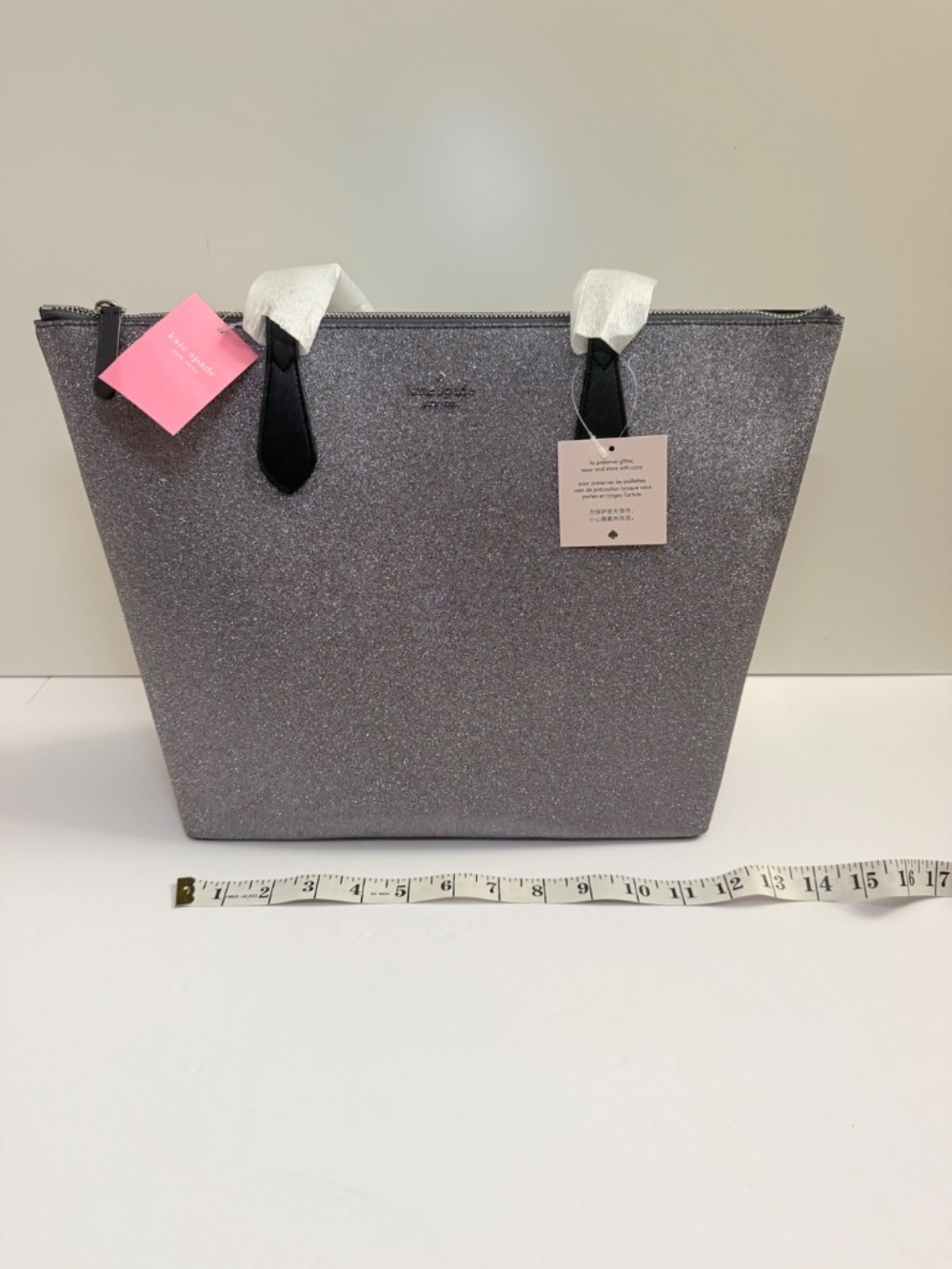 Kate Spade New York Joeley Silver Glitter Tote - Picture 1 of 8